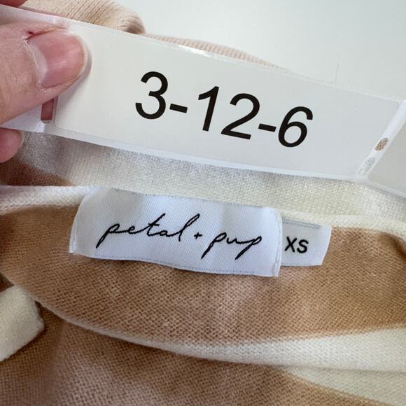 Petal + Pup Dress Womens X Small Tan White Striped Knit Angelina Halter Midi - Picture 5 of 8